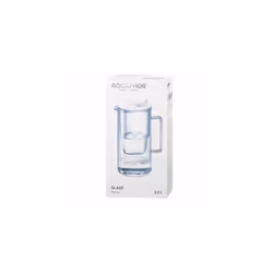 Glass White Water Filter Jug - Take to Table Premium Glass Design Jug with Easy-Fill Flip-Open Lid, 2.5L Capacity, 1 X MAXFOR+ Filter Included,