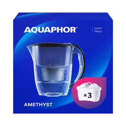 Water Filter Jug Amethyst Black 3 X MAXFOR+ Filters Included I Capacity 2.8l I Fits in the fridge door I Reduces