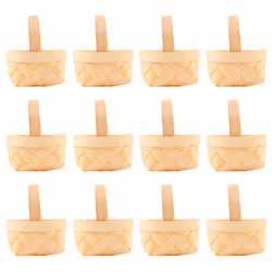 12Pcs Wood Mini Baskets Manual Woven Baskets Candy Storage Box
