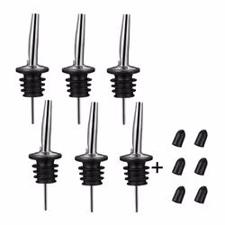6Pcs Stainless Steel Pourers,Tapered Stopper,with Sealed Dust Caps