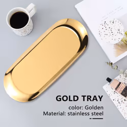 Storage Gold Oval Dotted Fruit Small Items Jewelry Display Tray