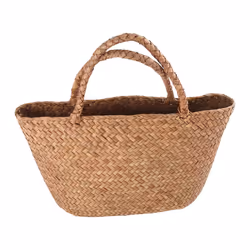 Casual Straw Bag Natural Wicker Tote Bags Women Braided Handbag