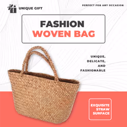 Casual Straw Bag Natural Wicker Tote Bags Women Braided Handbag