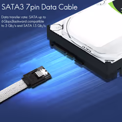 50CM SATA 3.0 III SATA3 7pin Data Cable 6Gb/s SSD Cables(White)