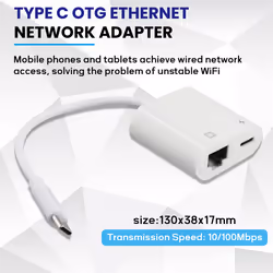 Type C OTG Ethernet Adapter USB C To RJ45 Ethernet Converter 100Mbs