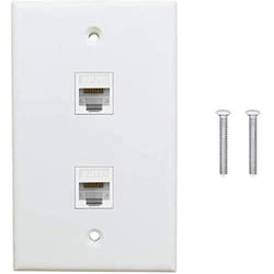 1Pcs 2 Port Ethernet Wall Plate, Cat6 Female to Female Wall Jack RJ45