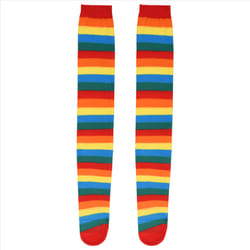 Colorful Rainbow Striped Socks Over the Knee Clown Striped Costume