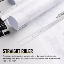 Stainless Steel 60cm 23.6 Inch Measuring Long Straight Ruler