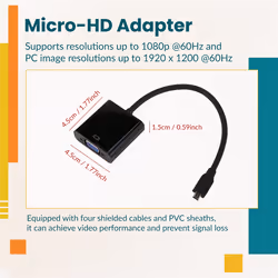 Micro-HDMI to VGA Adapter Cable with USB Cable for Raspberry Pi 4