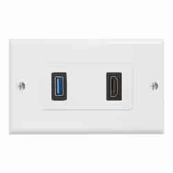 1x 2Port HDMI+USB 3.0 Female Wall Face Plate Outlet Socket Extender