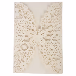 10Pcs/Set Carved Butterflies Invitation Card for Wedding: Ivory white