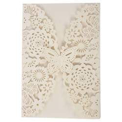 10Pcs/Set Carved Butterflies Invitation Card for Wedding: Ivory white