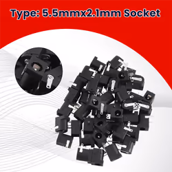45 Pcs DC Power Jack Socket 2.1mm x 5.5mm Barrel-Type PCB DC-005
