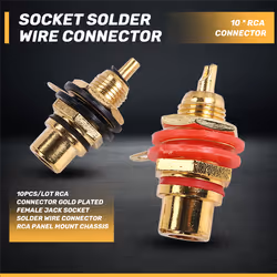 10Pcs/Lot RCA Connector Gold Plated Female Jack Socket Solder