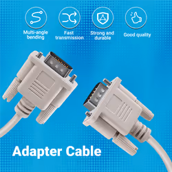 1.4M RS232 DB9 9 Pin Male to VGA Video 15 Pin Male Adapter Light Gray