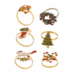 6Pcs Christmas Napkin Rings Xmas Napkin Holder Rings Wreath
