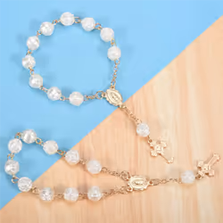 20Pcs Baptism Favors with Cross Mini Rosaries Acrylic Beads Bracelet