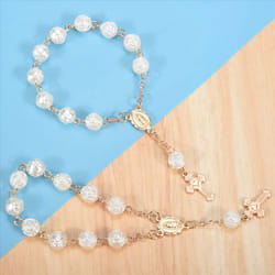 20Pcs Baptism Favors with Cross Mini Rosaries Acrylic Beads Bracelet