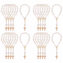 20Pcs Baptism Favors with Cross Mini Rosaries Acrylic Beads Bracelet