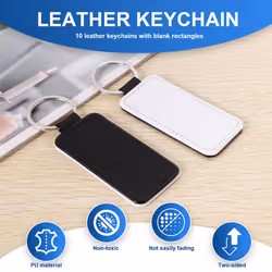 10Pcs Leather Keychain Sublimation Heat Transfer Keychain Kit
