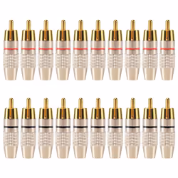 20 Pcs RCA Plug Audio Video Locking Cable Connector Gold Plated