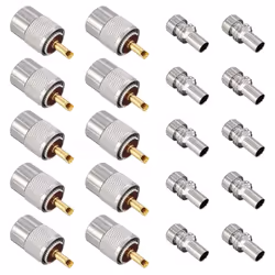 10 Pack UHF/PL-259 Solder Connector Plug with Reducer for RG8X, RG8