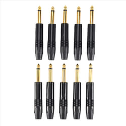 10Pcs Plug Mono 6.35 Mm 6.5Mm Stereo Jack Plug Black