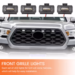 4PCS LED Front Grill Lights for Toyota Tacoma Raptor TRD,White Light