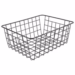 Hollow Iron Wired Basket, Metal Basket Without Interlining Black