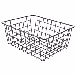 Hollow Iron Wired Basket, Metal Basket Without Interlining Black