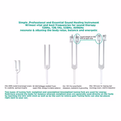 4Pcs Tuning Fork Set(128Hz, OM 136.1Hz, MI 528Hz, 4096Hz)