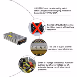 DC 12V 15A 180W Power Supply Transformer Switch