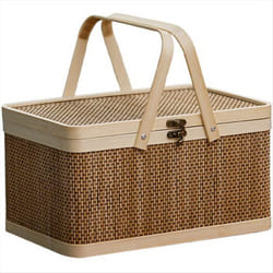 Bamboo Basket Natural -Friendly Woven Basket Bamboo Picnic Basket