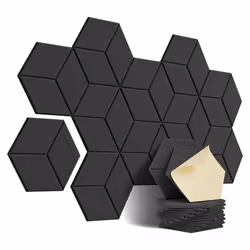 12 PACK Acoustic Foam,Self-Adhesive Sound Proof Panels(Black)