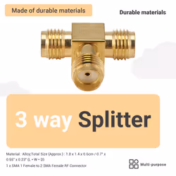 SMA Female to Two SMA Female Triple T RF Adapter connector 3 way Splitter