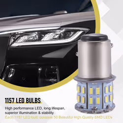 2Pcs 6000K White 1157 50SMD Tail Brake LED Lights Bulb BAY15D 12V
