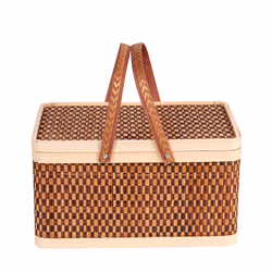 New Bamboo Basket Natural -Friendly Woven Basket Bamboo Picnic Basket