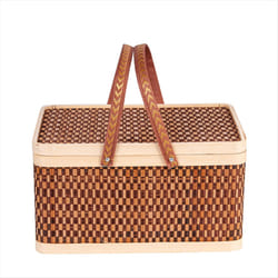 New Bamboo Basket Natural -Friendly Woven Basket Bamboo Picnic Basket
