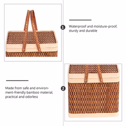 New Bamboo Basket Natural -Friendly Woven Basket Bamboo Picnic Basket