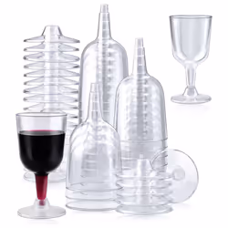 50Pcs Clear Plastic Wine Glass Recyclable, Disposable & Reusable Cups