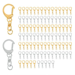 100 Pc D Hook Keychain Hardware with Jump Rings, with Chain for Craft