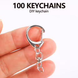 100 Pc D Hook Keychain Hardware with Jump Rings, with Chain for Craft