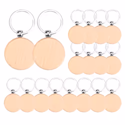 100Pieces Wooden Keychain Blanks Bulk Round Wood Engraving Blanks B