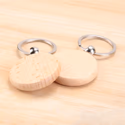 100Pieces Wooden Keychain Blanks Bulk Round Wood Engraving Blanks B