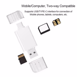 USB-C Type C /USB 2.0 to NM Nano Memory Card TF Micro-SD Card Reader