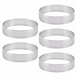 5Pcs Circular Tart Rings with Holes Stainless Steel Cake Mould 9cm