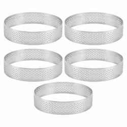 5Pcs Circular Tart Rings with Holes Stainless Steel Cake Mould 9cm