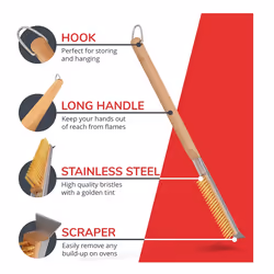 Pizza Oven & Stone Brush with Scraper 21In