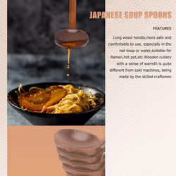 Japanese 8.5 inch Ramen Handcrafted Wooden Soup Spoon Wooden 10 Pcs