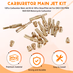 10Pcs Carburetor Main Jet Kit & 10Pcs Slow/Pilot Jet for PWK Keihin